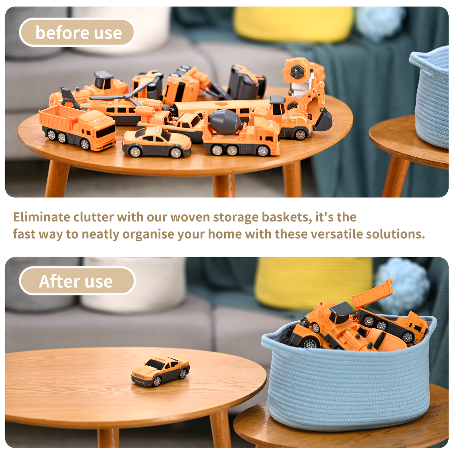 Happyiren Yellow Woven Storage Basket with Handle – Versatile DIY Gift Basket for Mother's Day, Baby Shower, Burr, Fundraisers – Decorative Organizer for Baby Toys, Pets & Home Storage