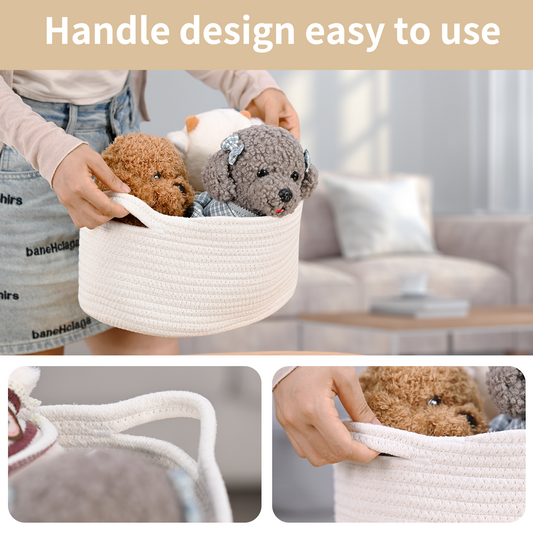 Happyiren Cute Woven Storage Basket with Handle, Baskets for Gifts Empty, Gift Baskets for Mothers Day Birthday Baby Shower Raffle Burr Fundraiser Teacher, Decorative Organizer Box for Home Refresh