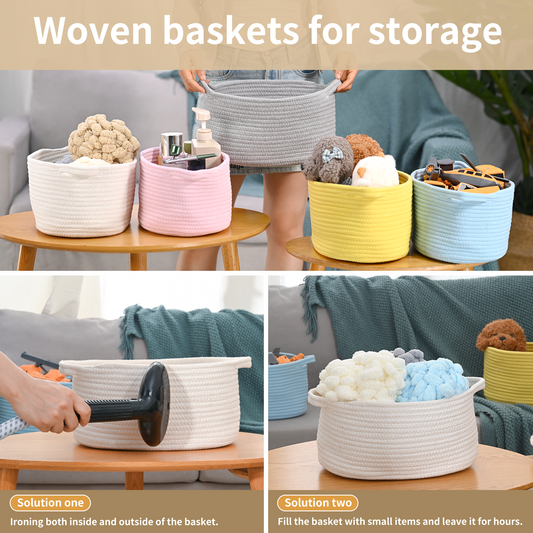 Happyiren Yellow Woven Storage Basket with Handle – Versatile DIY Gift Basket for Mother's Day, Baby Shower, Burr, Fundraisers – Decorative Organizer for Baby Toys, Pets & Home Storage